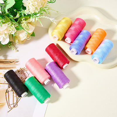 10Pcs 10 Colors Polyester Sewing Thread SENE-CY0001-05D-1