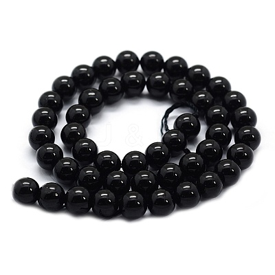 Natural Black Tourmaline Beads Strands LS-G-G763-01-6mm-AB-1