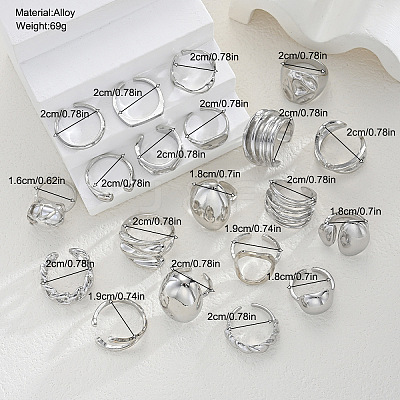 Alloy Cuff Open Rings Sets for Women WG801CE-01-1