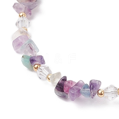 Natural Fluorite Chip Beaded Bracelets for Women BJEW-JB11742-06-1