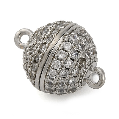 Brass Micro Pave Clear Cubic Zirconia Magnetic Clasps KK-A230-02C-P-1
