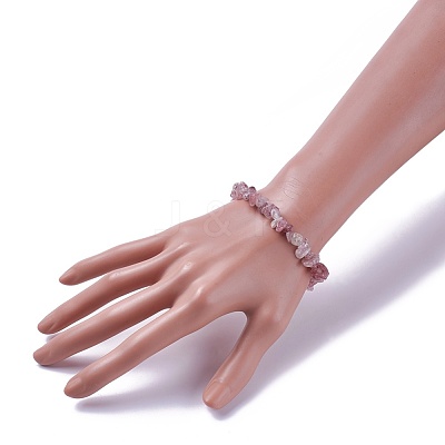 Natural Strawberry Quartz Beads Stretch Bracelets BJEW-JB04152-08-1