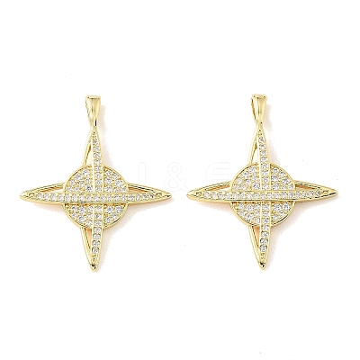 Brass Micro Pave Clear Cubic Zirconia Pendants CU-CBA9CBD-03G-1