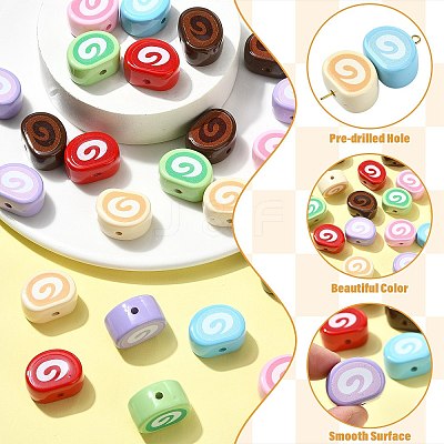 35Pcs 7 Colors Opaque Acrylic Imitation Food Beads OACR-CJ0002-72-1