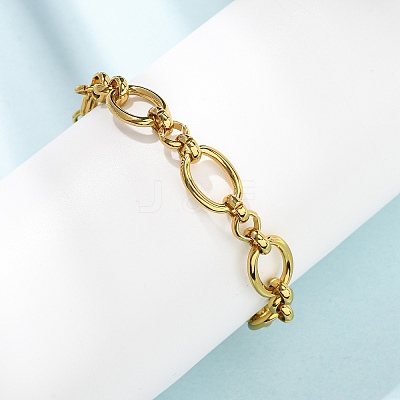 304 Stainless Steel Oval Link Chain Bracelets for Women BJEW-F536-04G-1