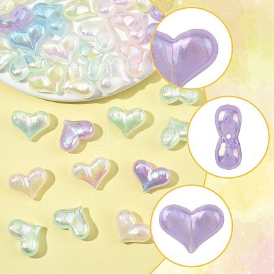 40Pcs UV Plating Rainbow Iridescent Acrylic Beads OACR-FS0002-25-1