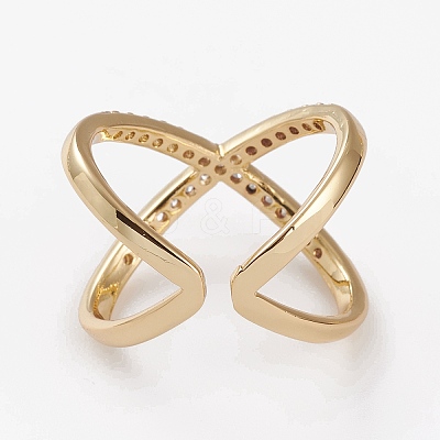 Brass Micro Pave Cubic Zirconia Cuff Rings RJEW-C101-13G-B-1