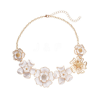 Flower Alloy Enamel Bib Necklaces for Women FS-WGFF703-01-1