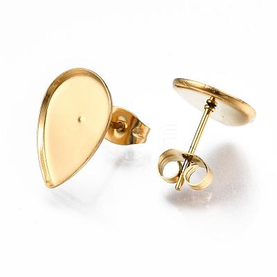 Earring Cabochon Settings 304 Stainless Steel Ear Studs Blank Settings STAS-Q170-13G-1