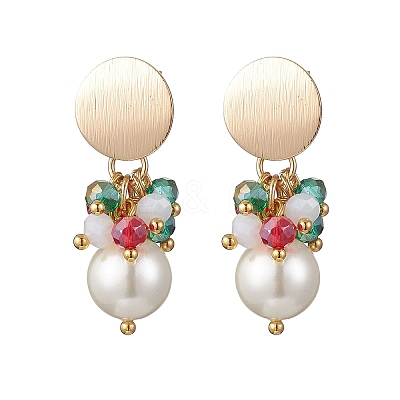 Christmas Glass Dangle Stud Earrings EJEW-TA00676-1
