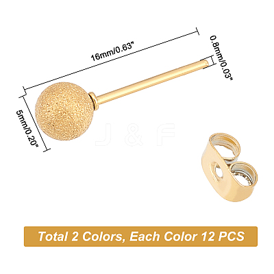 2 Colors PVD Vacuum Plating 304 Stainless Steel Stud Earrings EJEW-UN0001-44-1