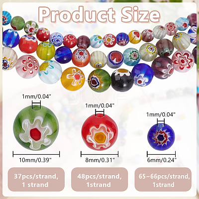 3 Styles Handmade Millefiori Glass Round Beads Strands LAMP-HY0001-16-1