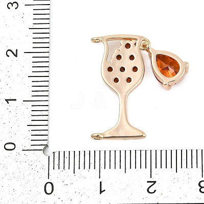 Brass Cubic Zirconia with Glass Pendants KK-Q026-24G-1