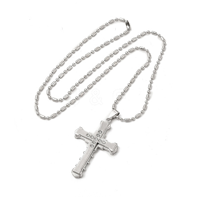 Alloy Cross Pandant Necklace with Link Chains NJEW-K245-003P-1