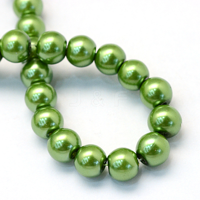 Baking Paint Pearlized Glass Pearl Round Bead Strands X-HY-Q330-8mm-13-1