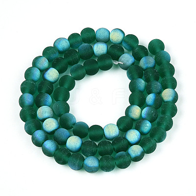 Frosted Transparent Glass Beads Strands GLAA-T032-T6mm-MBB21-1