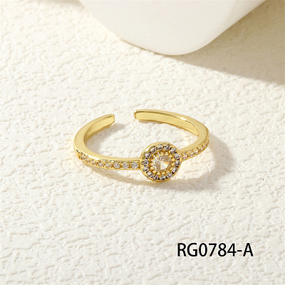 Brass Micro Pave Clear Cubic Zirconia Cuff Open Rings FS-WG9AEF2-04-1