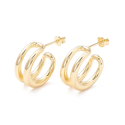 Wire Wrap C-shape Stud Earrings EJEW-A064-10G-RS-1