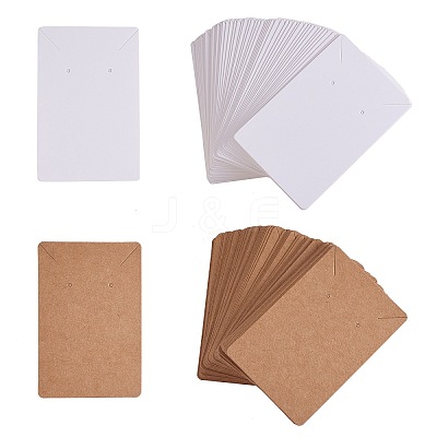 200Pcs 2 Colors Rectangle Cardboard Jewlery Display Cards CDIS-SZ0001-18-1