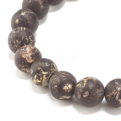 Round Natural Agate Stretch Beaded Bracelets BJEW-JB08196-04-1