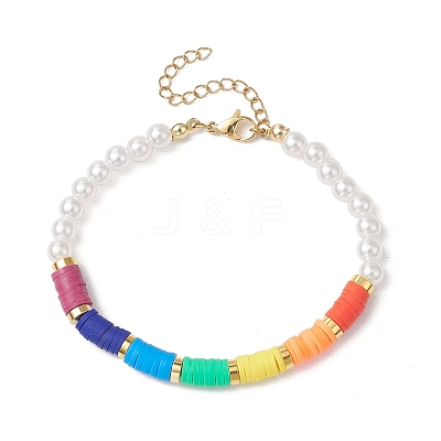 Chakra Polymer Clay Beaded Stretch Bracelets for Women BJEW-JB11502-1