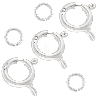 8Pcs 925 Sterling Silver Spring Ring Clasps STER-CN0001-33A-1