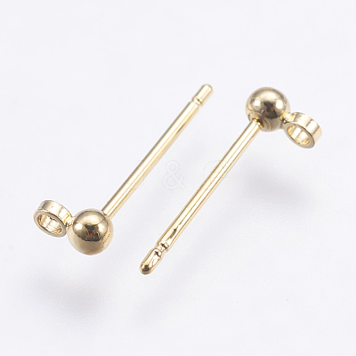 Brass Stud Earrings Findings KK-G333-09G-NF-1
