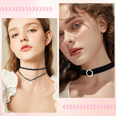 10Pcs 10 Styles Gothic Polyester Lace Choker Necklaces NJEW-SC0001-75-1