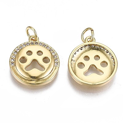 Brass Micro Pave Clear Cubic Zirconia Pendants KK-S061-64G-NR-1