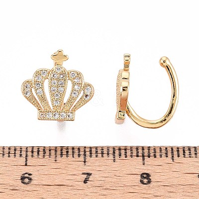 Brass Micro Pave Clear Cubic Zirconia Cuff Earrings EJEW-T047-74G-1