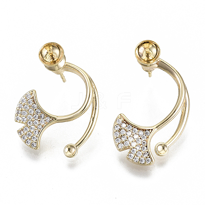 Brass Micro Pave Cubic Zirconia Stud Earring Settings KK-N232-38B-NF-1