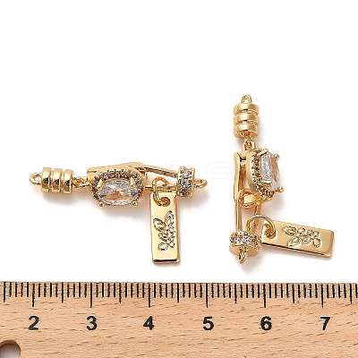 Brass Micro Pave Clear Cubic Zirconia Fold Over Clasps KK-B110-04G-1