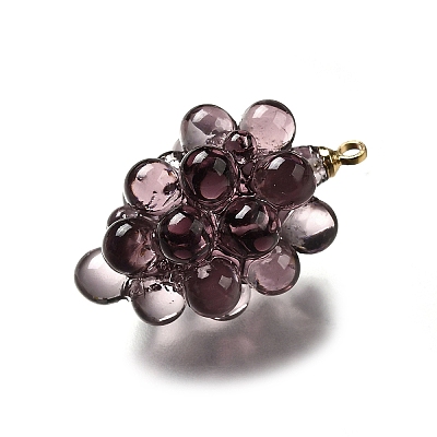 Grape Brass Acrylic Pendants LS-OACR-R006-05G-10-1