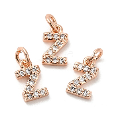 Brass Micro Pave Grade AAA Cubic Zirconia Charms ZIRC-P067-11RG-Z-NR-1