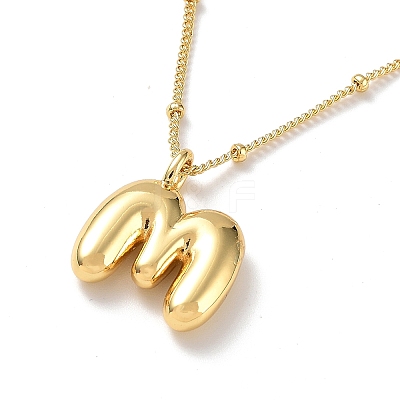 Initial Letter Brass Pendant Necklace NJEW-A015-21G-M-1