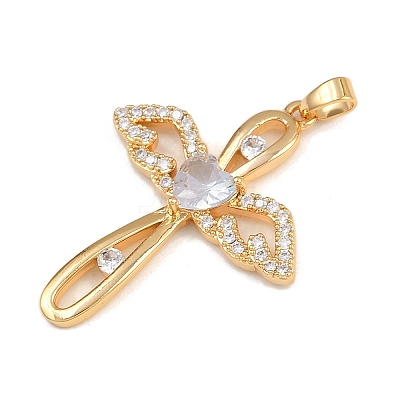 Brass Micro Pave Cubic Zirconia Pendants KK-F910-19G-1