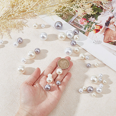 222Pcs 9 Styles ABS Plastic Imitation Pearl Round Beads KY-GO0001-03-1