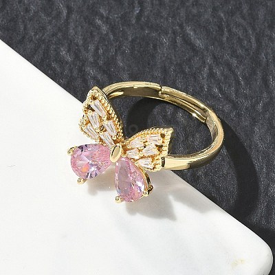 Brass & Cubic Zirconia Finger Rings CU-CBA7E55-10G-1