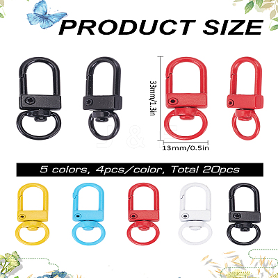 20Pcs 5 Colors Spray Painted Eco-Friendly Alloy Swivel Snap Hook Clasps FIND-LP0002-84-1