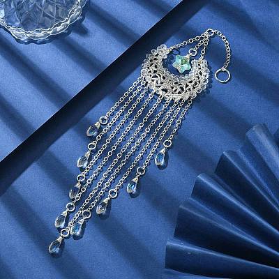 Wire Wrapped Iron Moon Pendant Decorations HJEW-JM01259-1