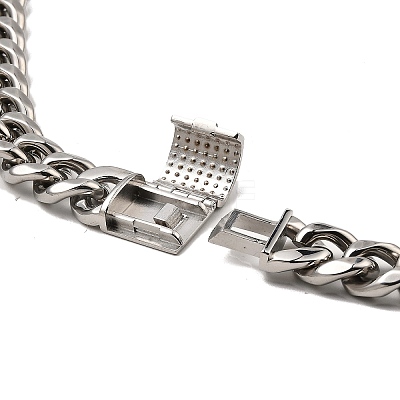 304 Stainless Steel Cuban Link Chain Necklaces Hand Polished NJEW-D050-01E-P-1
