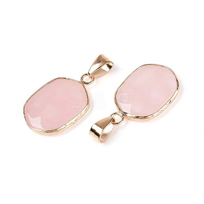 Natural Rose Quartz Pendants G-N349-04H-G-1