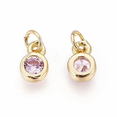 Brass with Single Cubic Zirconia Charms LS-ZIRC-F095-03G-03-1