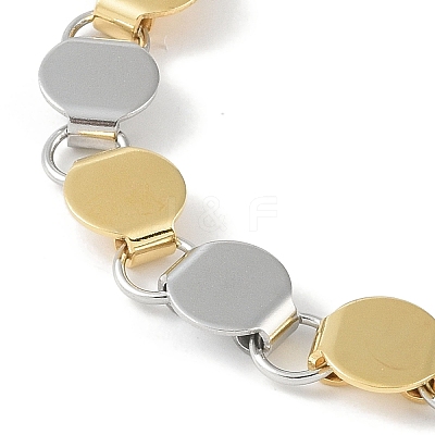 201 Stainless Steel Flat Round Link Chain Bracelets for Women Men BJEW-I316-07A-PG-1
