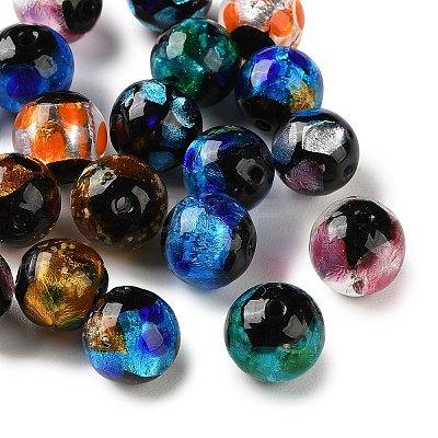 Handmade Silver Foil Glass Beads LAMP-F047-04C-1