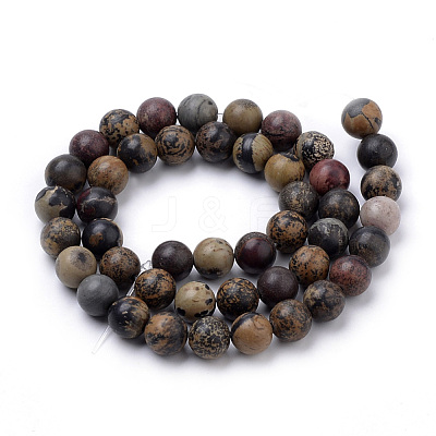 Natural Dendritic Jasper Beads Strands X-G-S259-10-8mm-1
