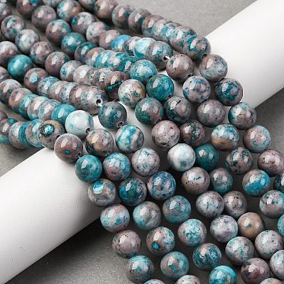 Natural Dyed Marble Beads Strands G-P593-8mm-03-1