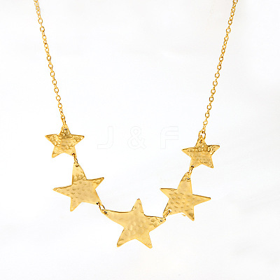 Stylish 304 Stainless Steel Star Moon Bib Necklaces for Women WQ3777-1-1