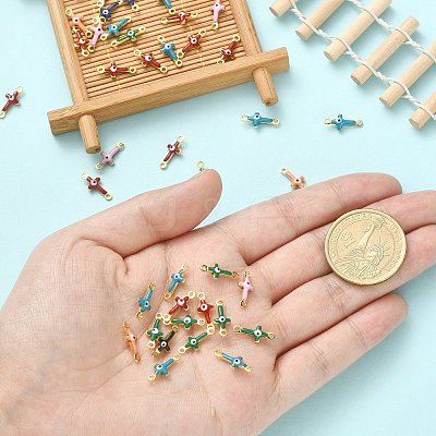 50Pcs Brass Enamel Connector Charms KK-CJ0001-82-1
