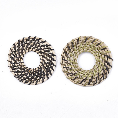 Handmade Reed Cane/Rattan Woven Linking Rings WOVE-T006-083-1